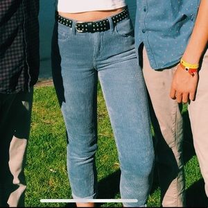 Velvet-like blue pants